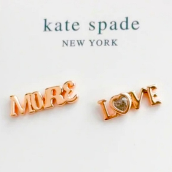 New KATE SPADE NEW YORK
Gold-Tone Cubic Zirconia "More Love" Stud Earrings - Picture 3 of 9
